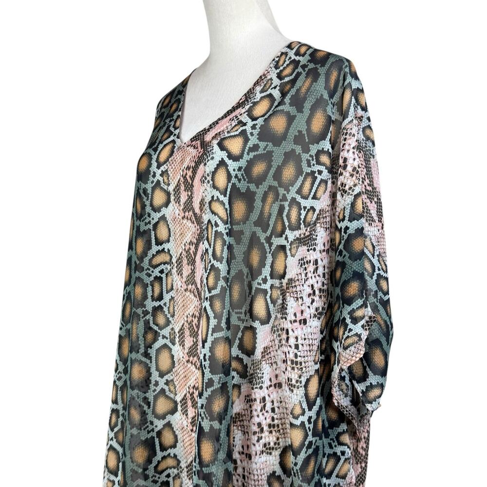 Adrienne Snake Python Print Chiffon Sheer Oversiz… - image 8